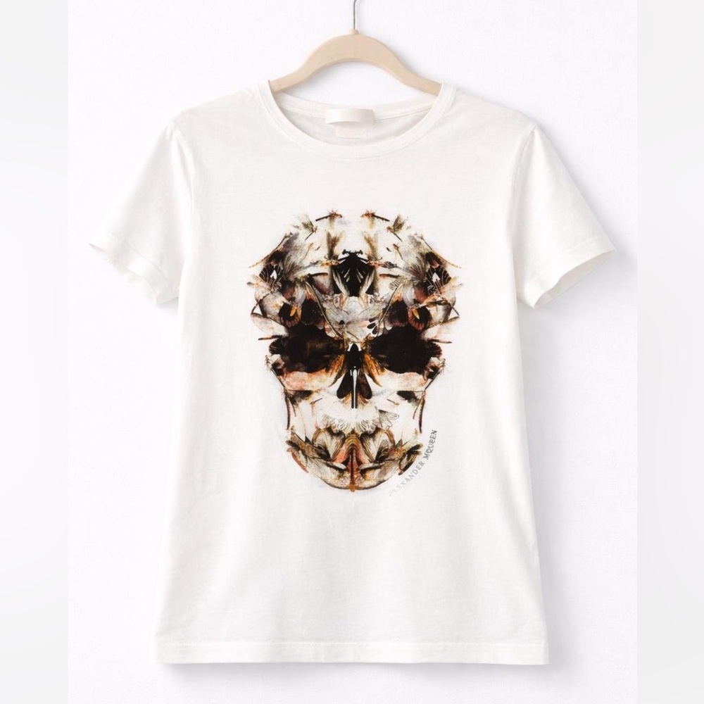 Alexander McQueen skull butterfly graphic tee Y2K designer luxury Italy XL